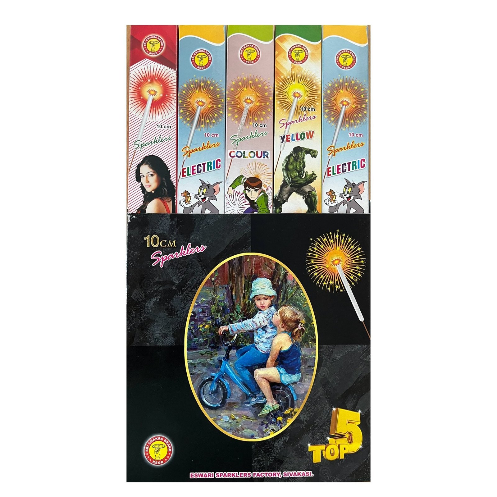 10 CM ENJOY MIX SPARKLERS (5 IN 1) - (50 PCS)