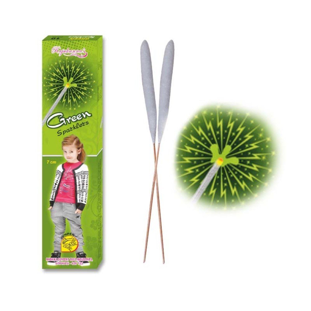 12 CM GREEN SPARKLERS- (10 PCS)